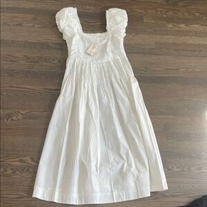Dôen Katherina shirred cotton-voile midi dress - Salt white - NWT - XL